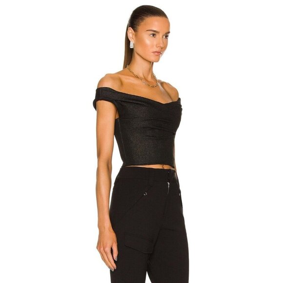 RTA Jewel Off The Shoulder Corset Top Black Womens Size 2 - Picture 2 of 10